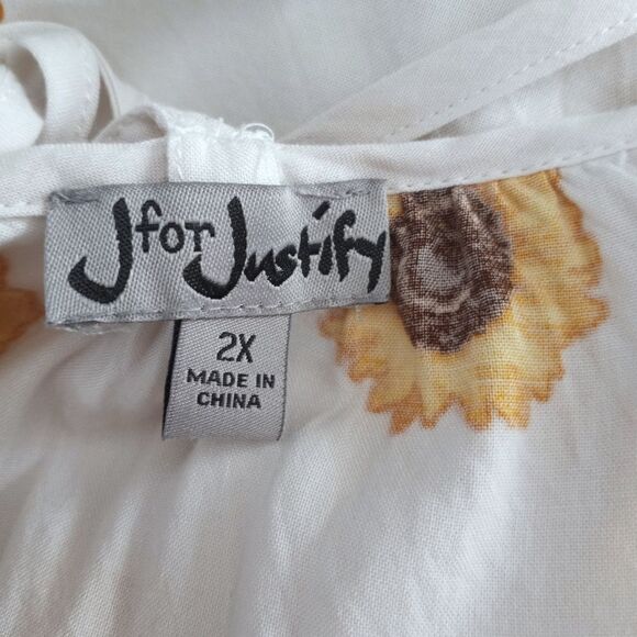J FOR JUSTIFY WHITE & YELLOW SUNFLOWER PRINT MAXI DRESS SZ.2X EUC - Picture 8 of 11